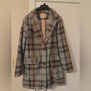 GB Multicolor Plaid Pea Coat
